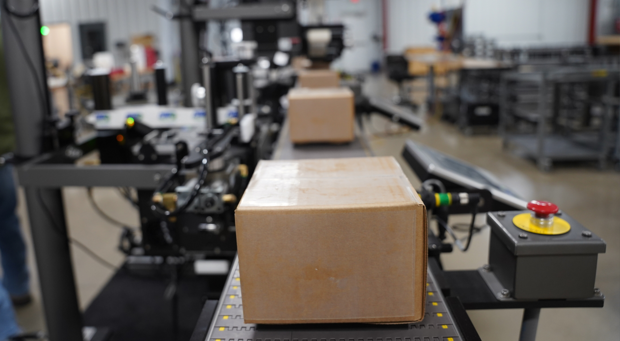 Box on conveyor